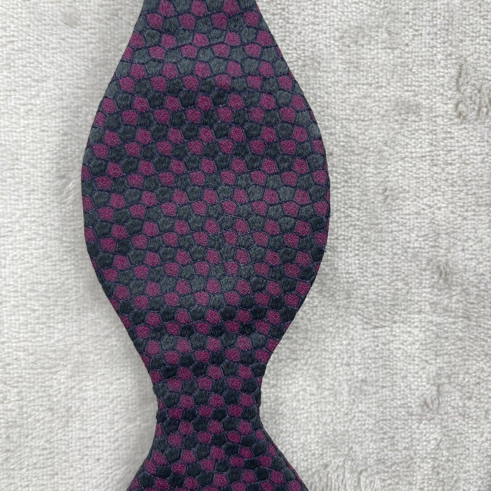 Thomas Pink 100% Silk Bow Tie Adjustable Size Purple Black Geometric Formal